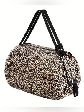 Set of (2) Leopard Print Foldable Travel Duffel Bag